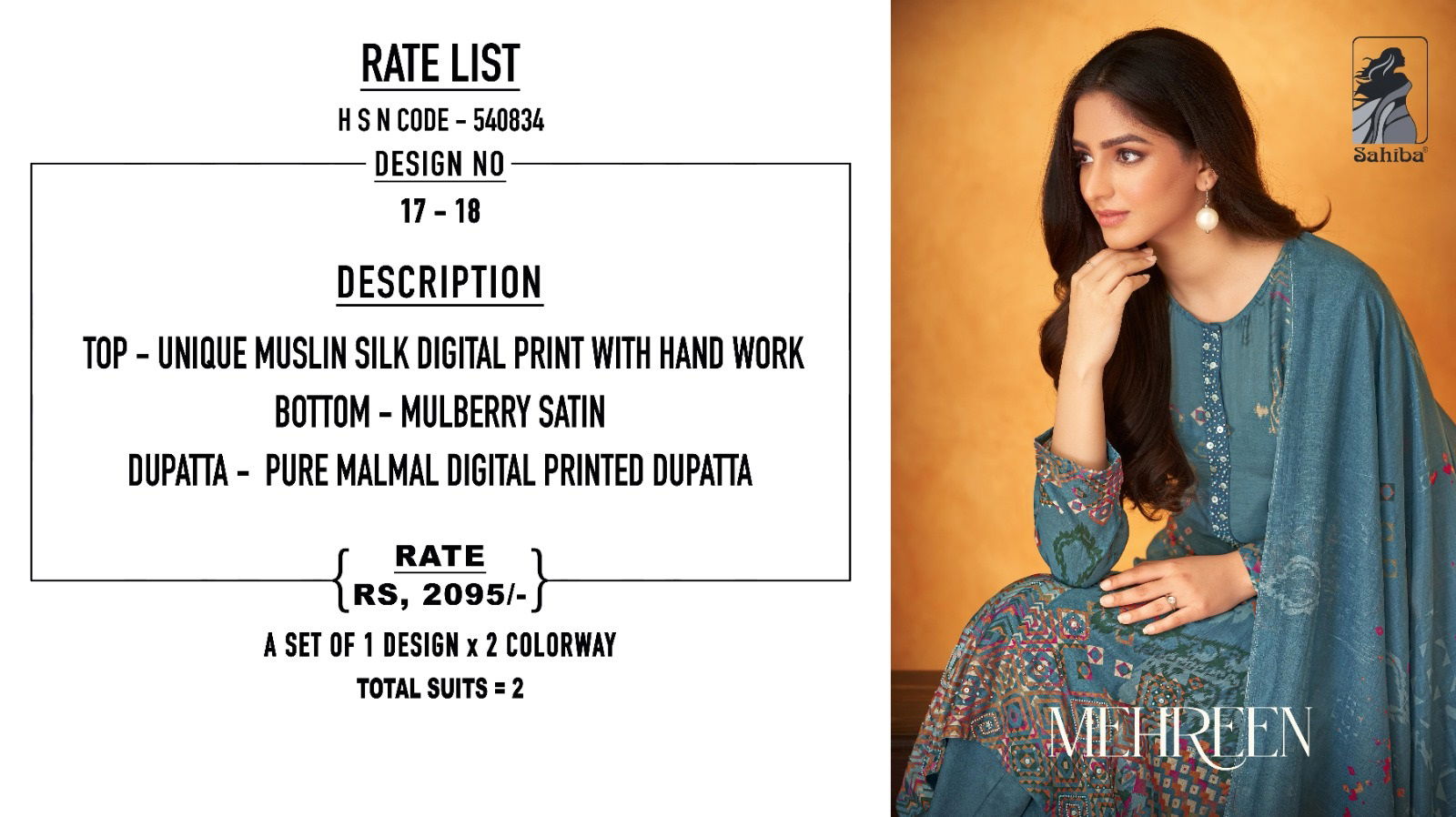 Mehreen By Sahiba Muslin Silk Digital Printed Dress Material Wholesalers In Delhi